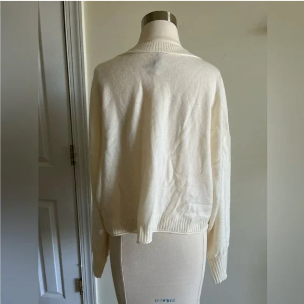 Anthropologie The Goldie Crew Neck Cashmere Blend Dog Cardigan Sweater S - Picture 4 of 10